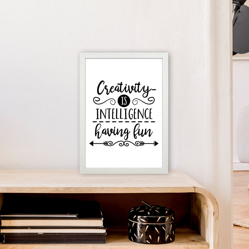 Creativity Is Intelligence  Art Print by Pixy Paper A3 Oak Frame