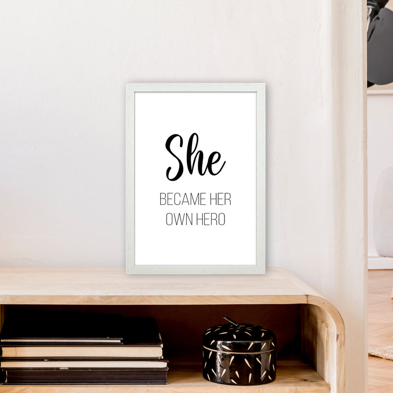 She Became Her Own Hero  Art Print by Pixy Paper A3 Oak Frame