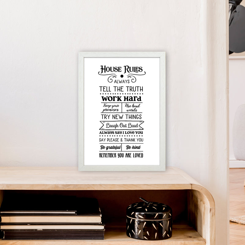 House Rules  Art Print by Pixy Paper A3 Oak Frame