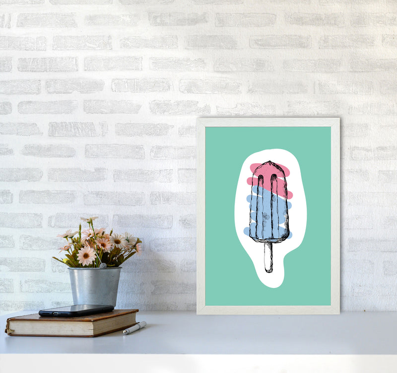 Kitchen Pop Ice Lolly Mint Art Print by Pixy Paper A3 Oak Frame