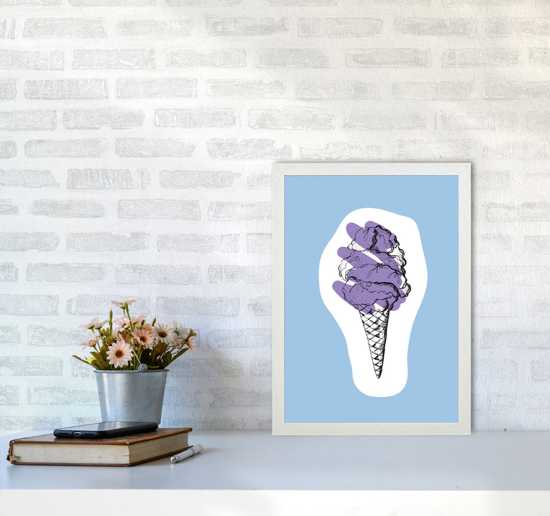 Kitchen Pop Ice Cream Blue Art Print by Pixy Paper A3 Oak Frame