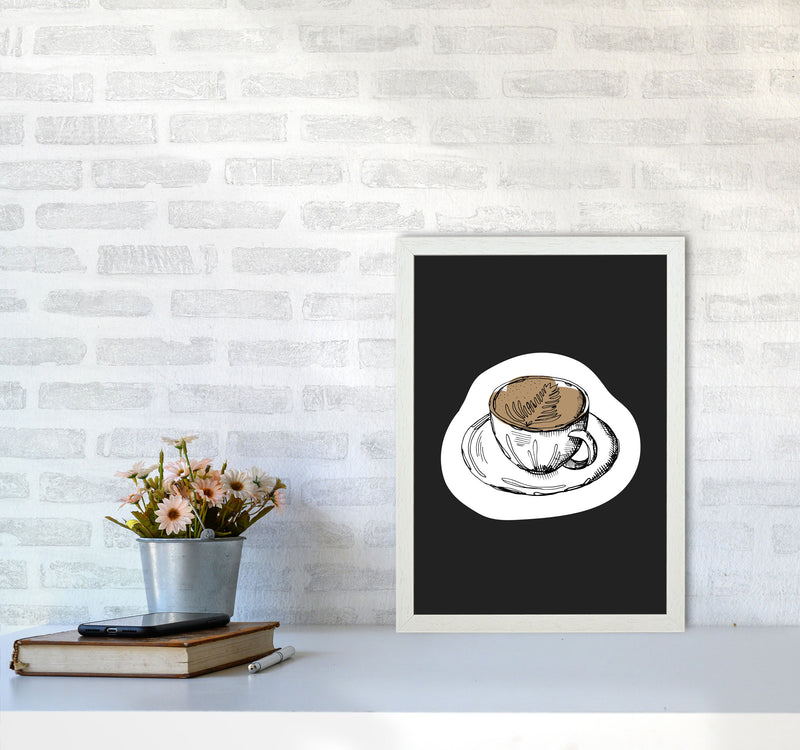 Kitchen Pop Coffee Off Black Art Print by Pixy Paper A3 Oak Frame