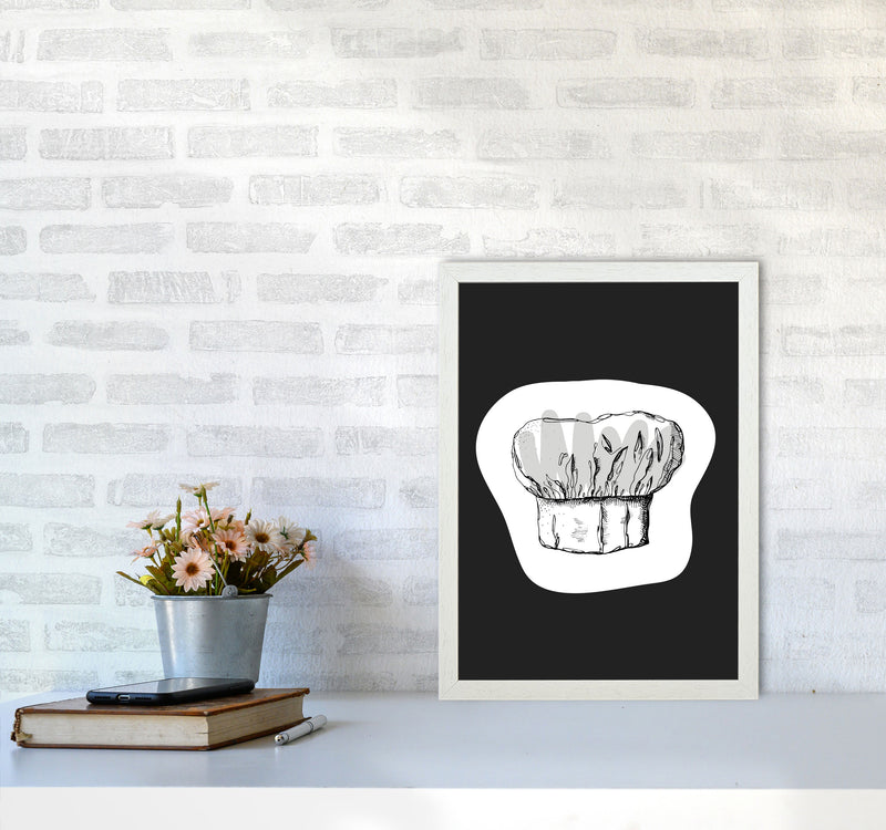 Kitchen Pop Chef's Hat Off Black Art Print by Pixy Paper A3 Oak Frame