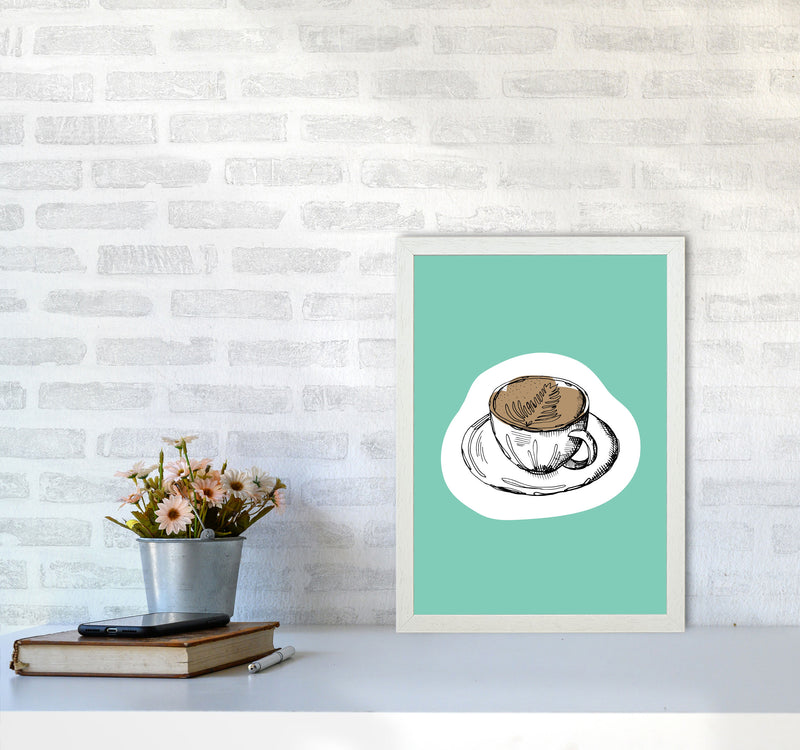 Kitchen Pop Coffee Mint Art Print by Pixy Paper A3 Oak Frame