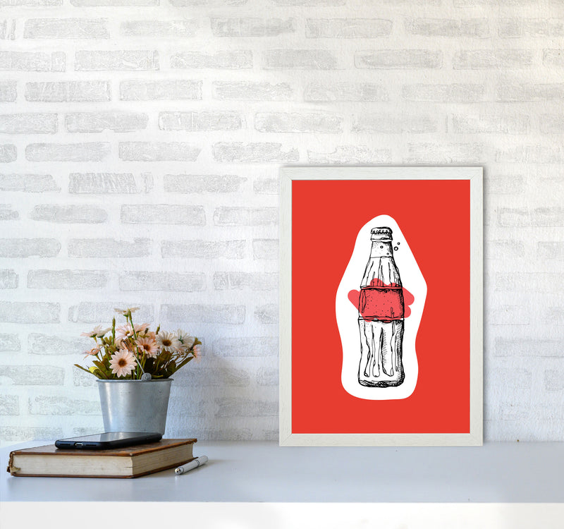 Kitchen Pop Cola Red Art Print by Pixy Paper A3 Oak Frame