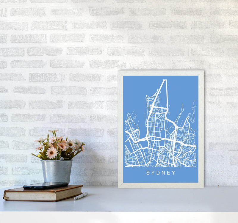 Sydney Map Blueprint Art Print by Pixy Paper A3 Oak Frame