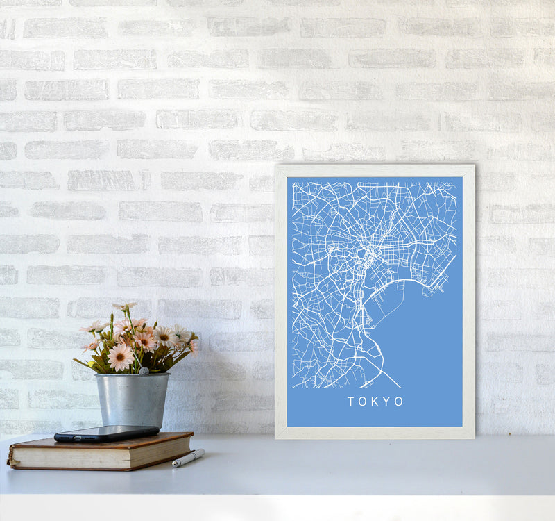 Tokyo Map Blueprint Art Print by Pixy Paper A3 Oak Frame