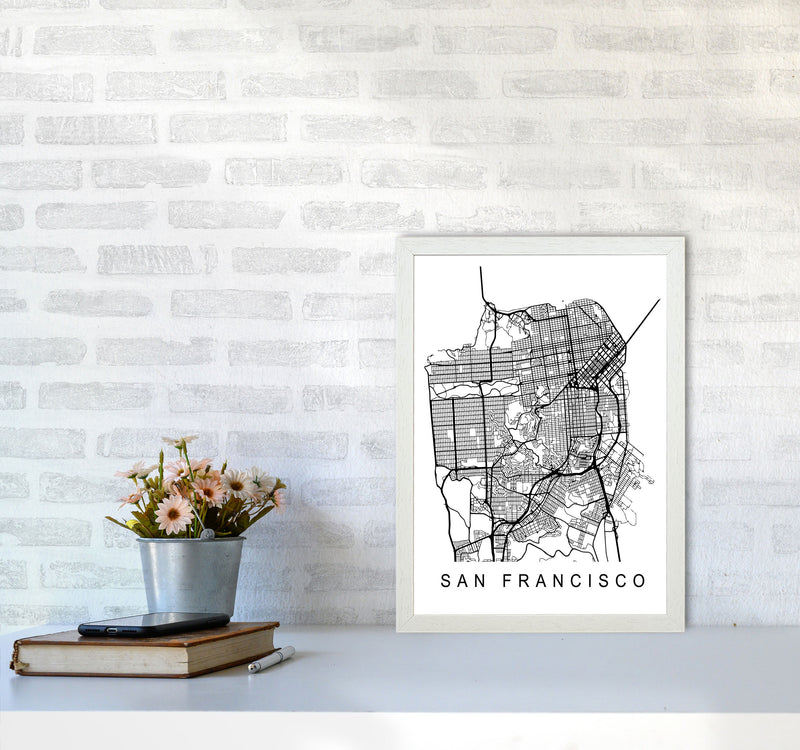 San Francisco Map Art Print by Pixy Paper A3 Oak Frame