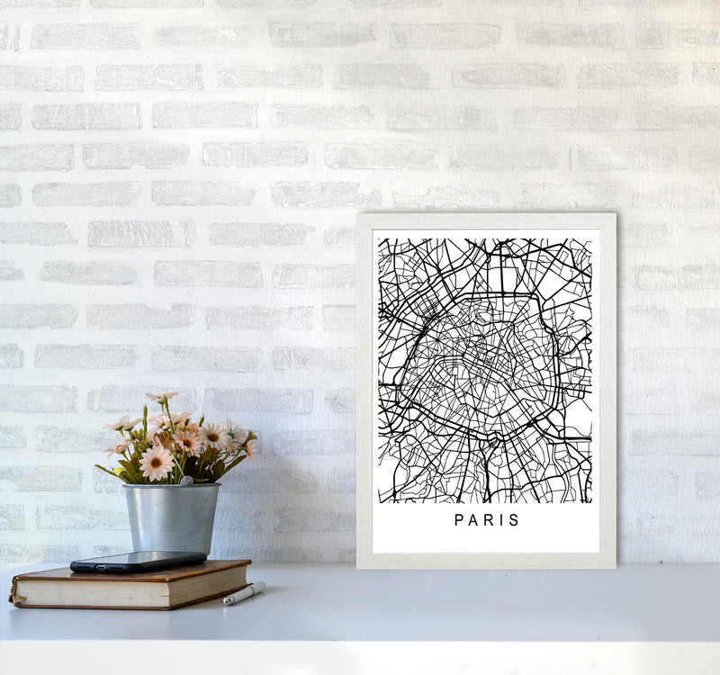 Paris Map Art Print by Pixy Paper A3 Oak Frame