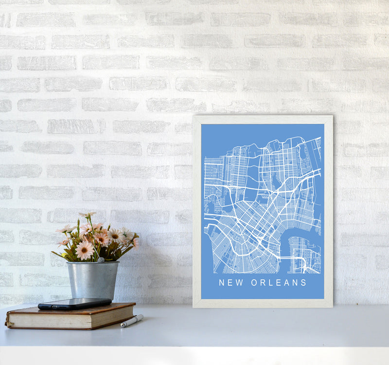 New Orleans Map Blueprint Art Print by Pixy Paper A3 Oak Frame