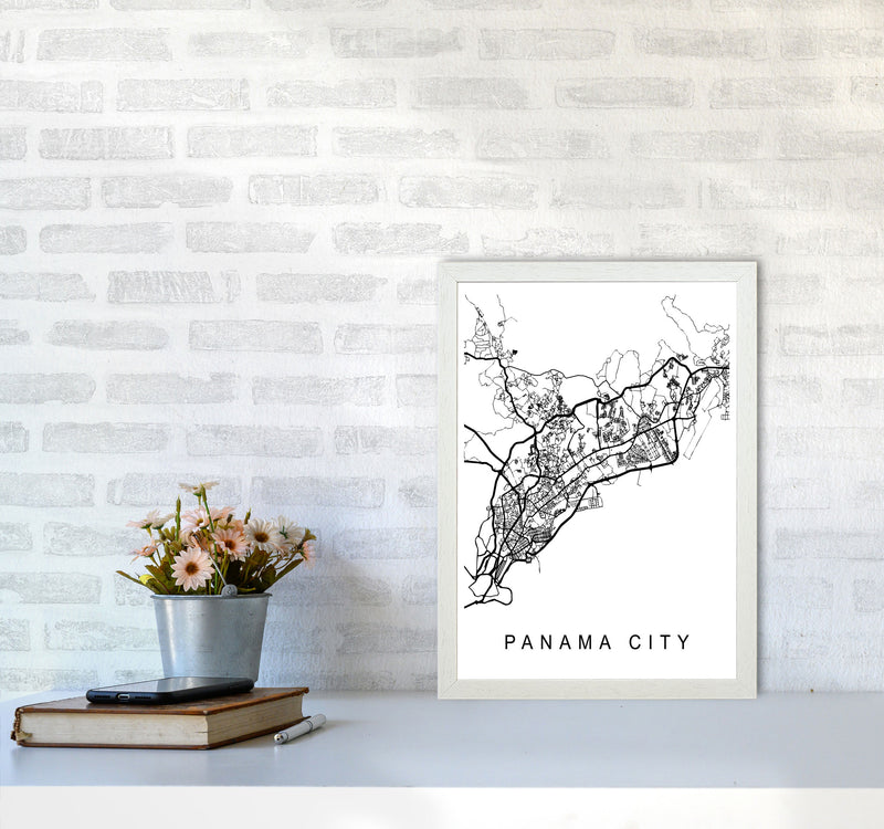 Panama Map Art Print by Pixy Paper A3 Oak Frame