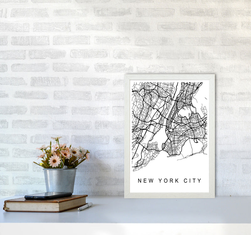 New York City Map Art Print by Pixy Paper A3 Oak Frame