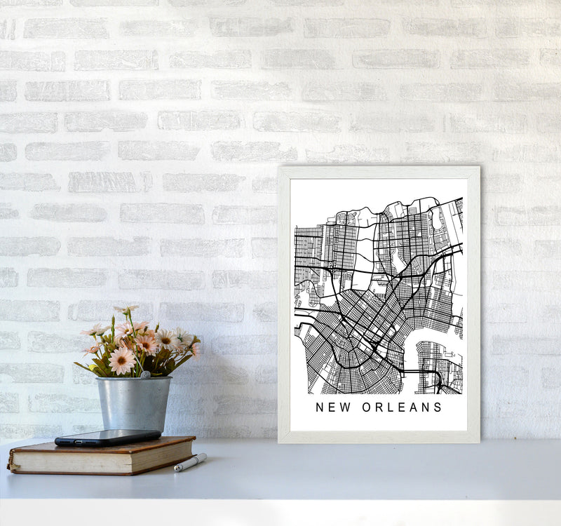 New Orleans Map Art Print by Pixy Paper A3 Oak Frame