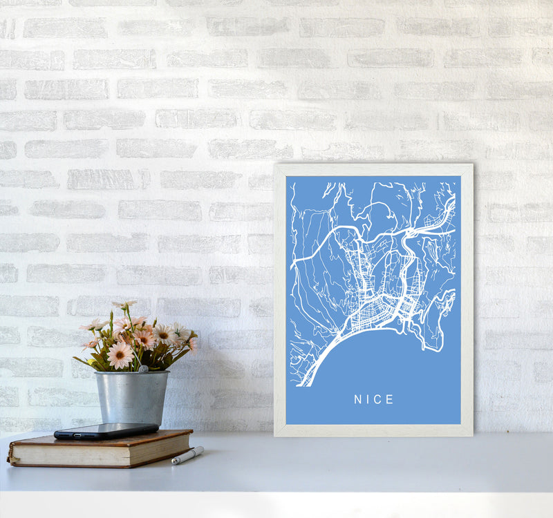 Nice Map Blueprint Art Print by Pixy Paper A3 Oak Frame