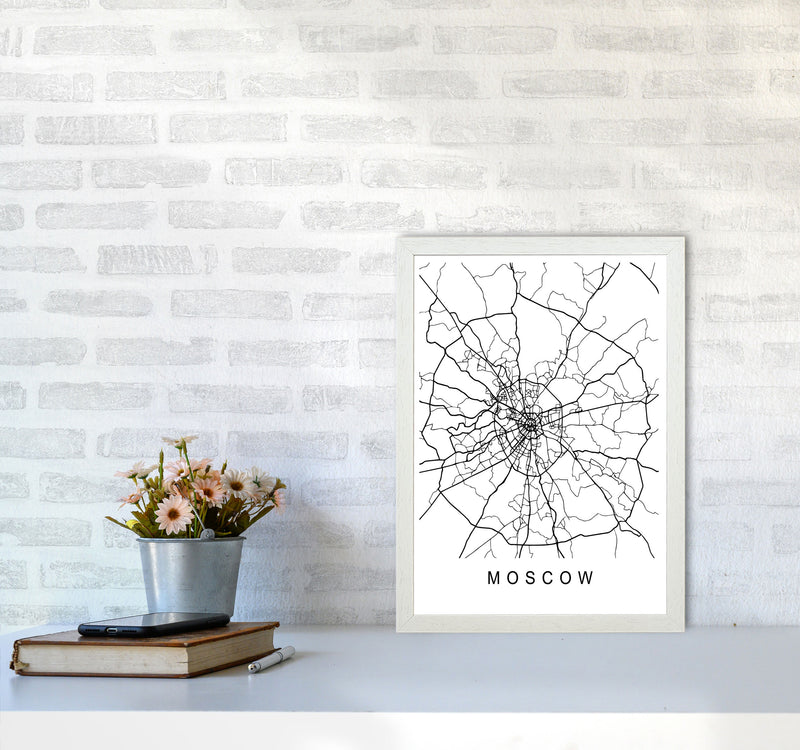 Moscow Map Art Print by Pixy Paper A3 Oak Frame
