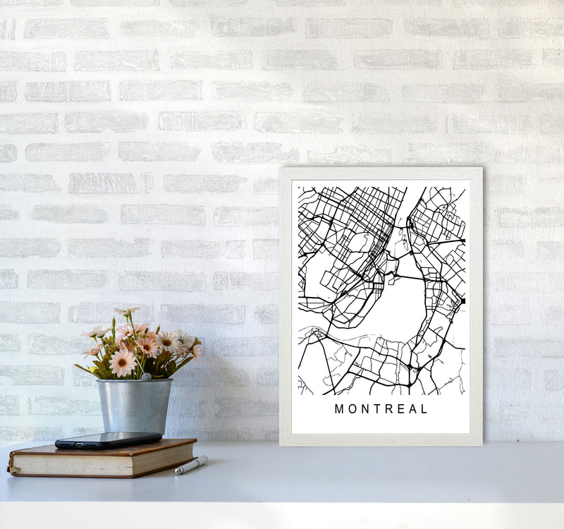 Montreal Map Art Print by Pixy Paper A3 Oak Frame