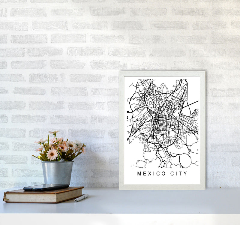Mexico Map Art Print by Pixy Paper A3 Oak Frame