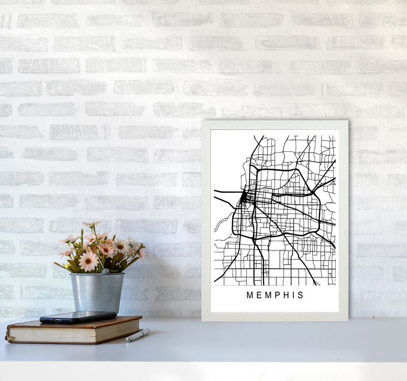 Memphis Map Art Print by Pixy Paper A3 Oak Frame