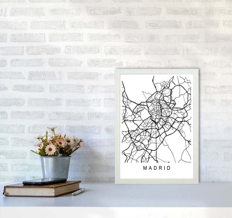 Madrid Map Art Print by Pixy Paper A3 Oak Frame