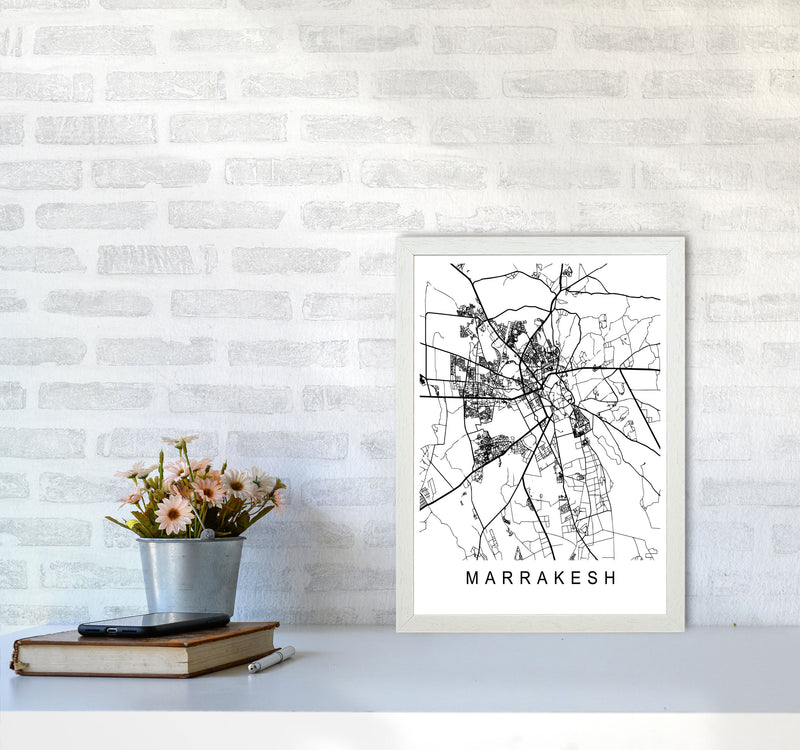 Marrakesh Map Art Print by Pixy Paper A3 Oak Frame