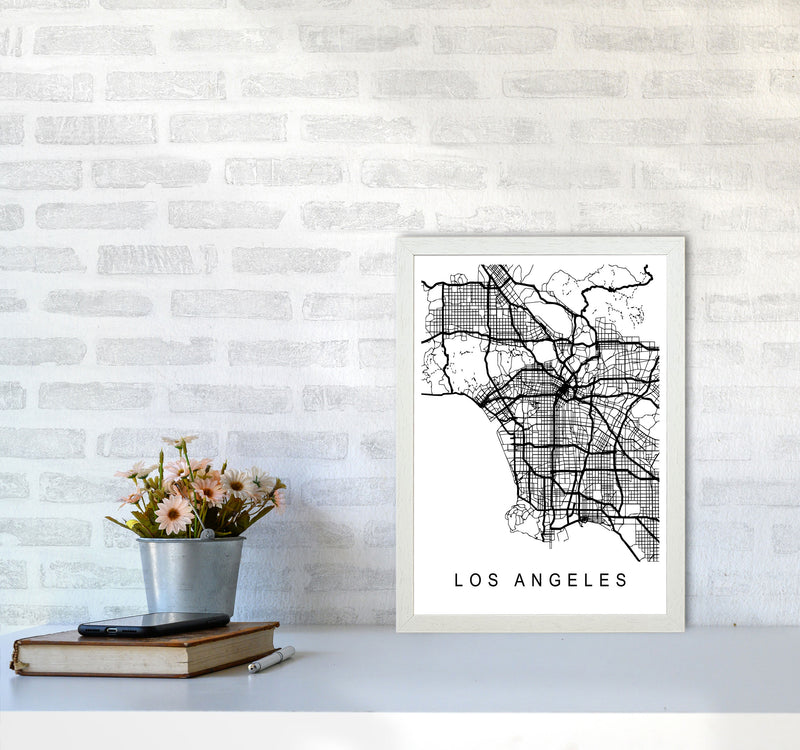 Los Angeles Map Art Print by Pixy Paper A3 Oak Frame