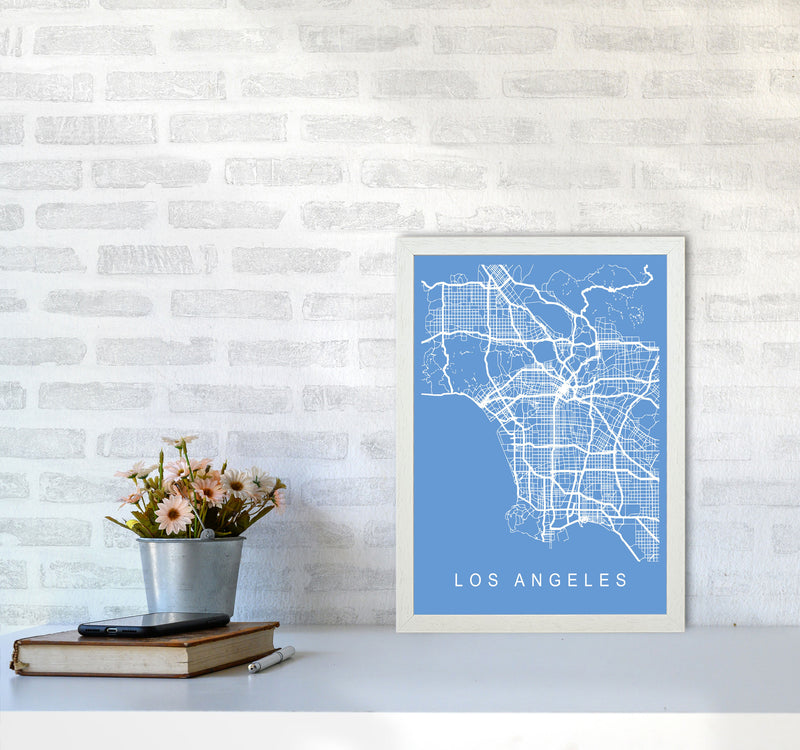 Los Angeles Map Blueprint Art Print by Pixy Paper A3 Oak Frame