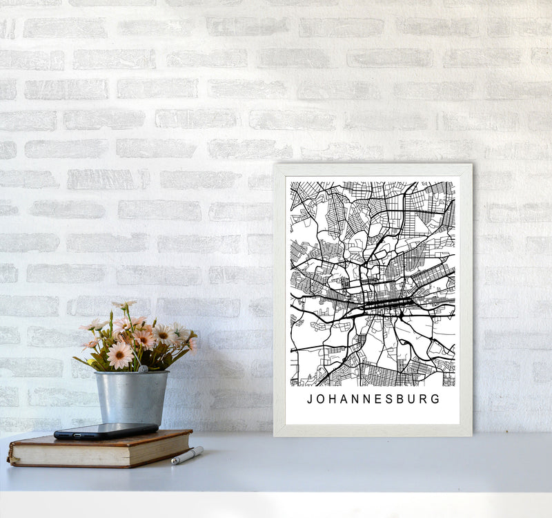 Johannesburg Map Art Print by Pixy Paper A3 Oak Frame