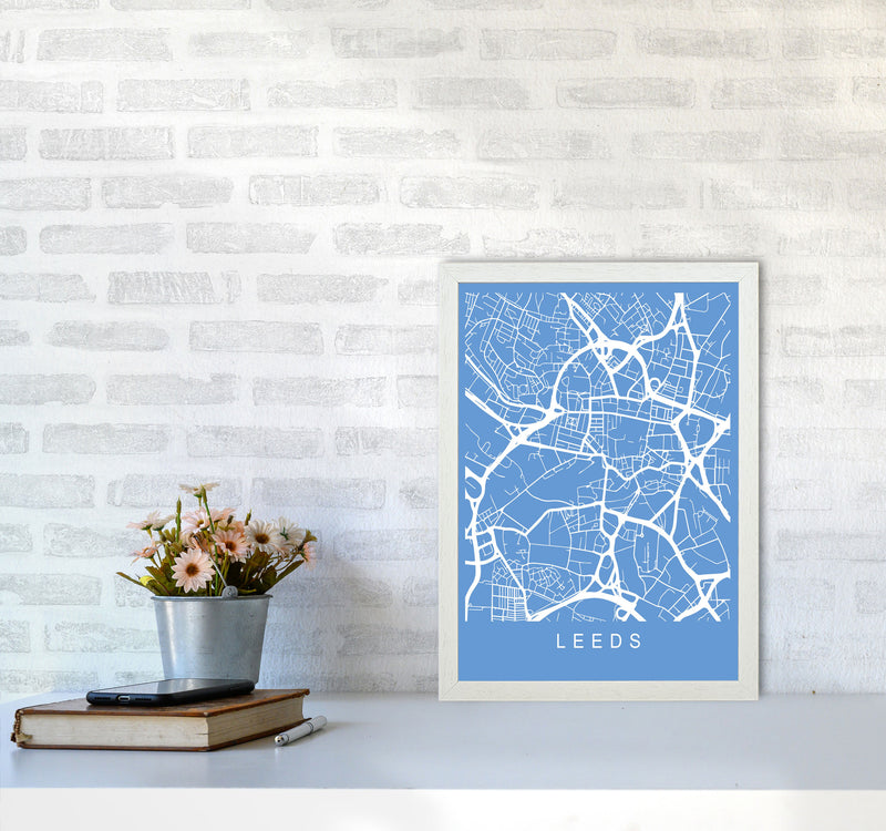 Leeds Map Blueprint Art Print by Pixy Paper A3 Oak Frame
