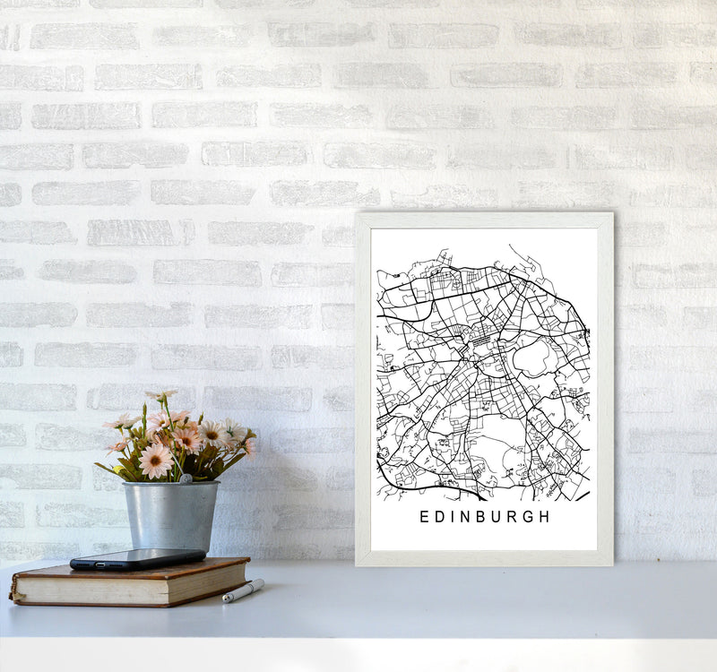 Edinburgh Map Art Print by Pixy Paper A3 Oak Frame