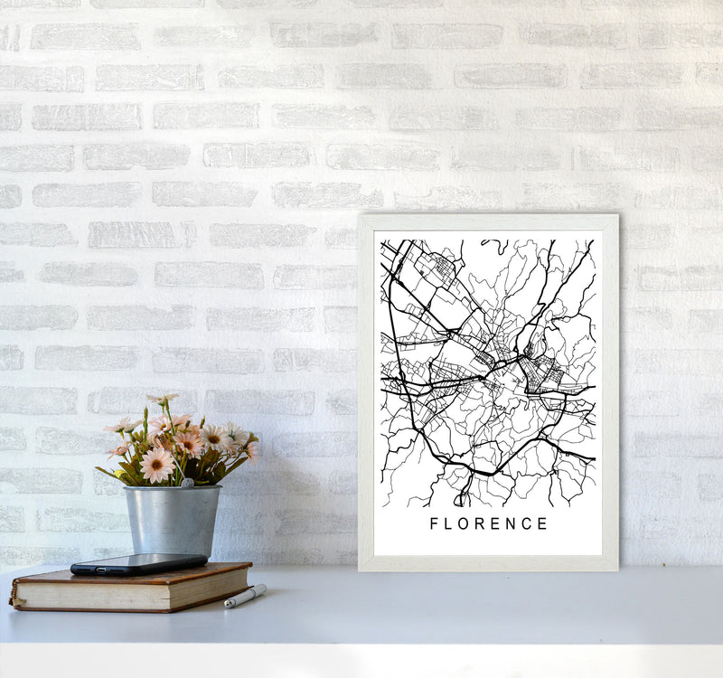 Florence Map Art Print by Pixy Paper A3 Oak Frame