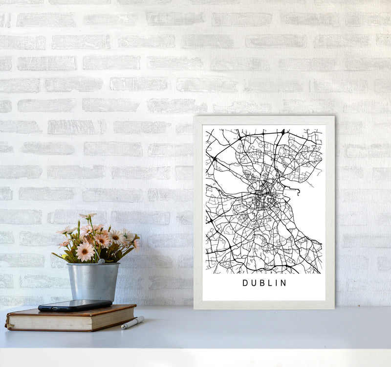 Dublin Map Art Print by Pixy Paper A3 Oak Frame