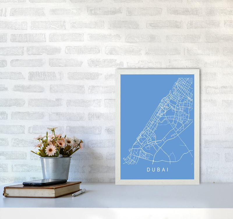 Dubai Map Blueprint Art Print by Pixy Paper A3 Oak Frame