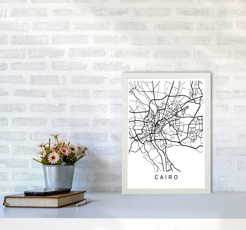 Cairo Map Art Print by Pixy Paper A3 Oak Frame