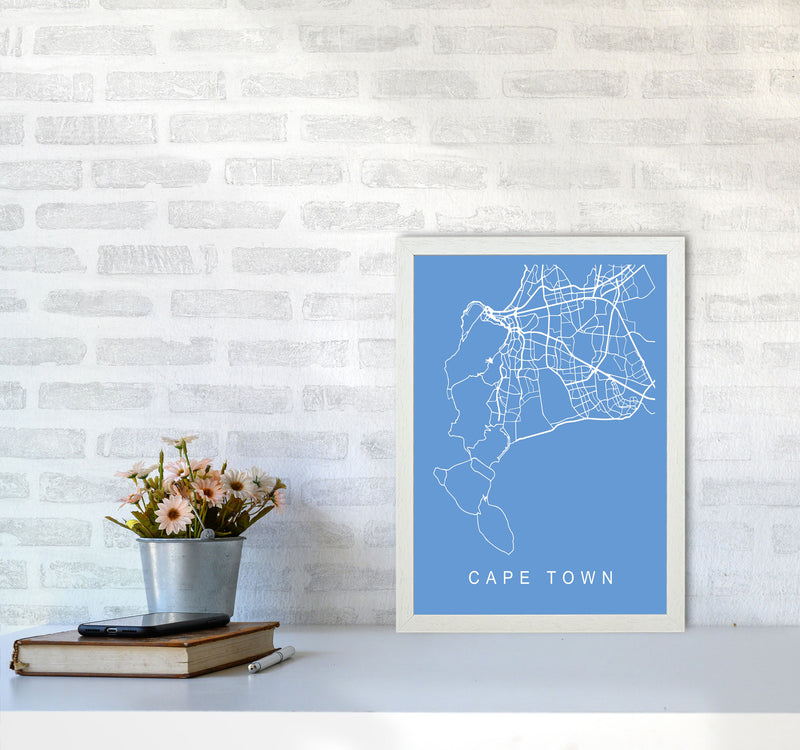 Cape Town Map Blueprint Art Print by Pixy Paper A3 Oak Frame