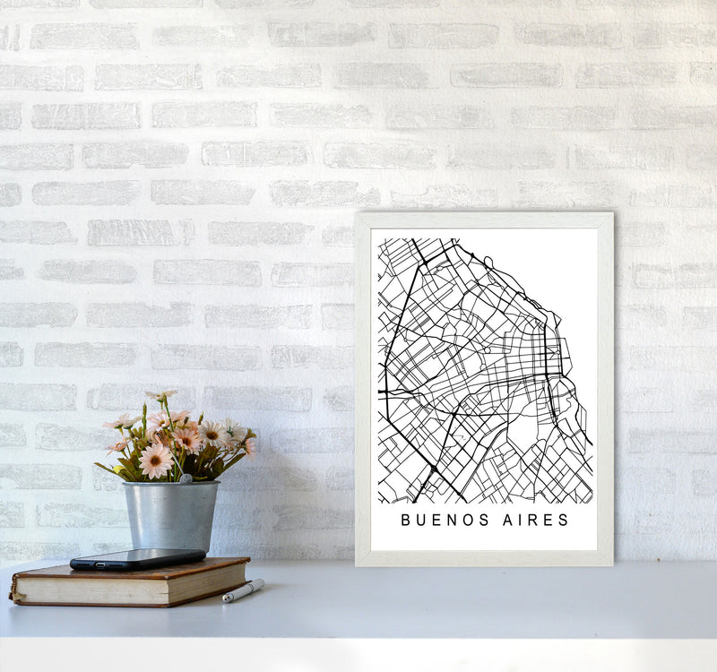Buenos Aires Map Art Print by Pixy Paper A3 Oak Frame