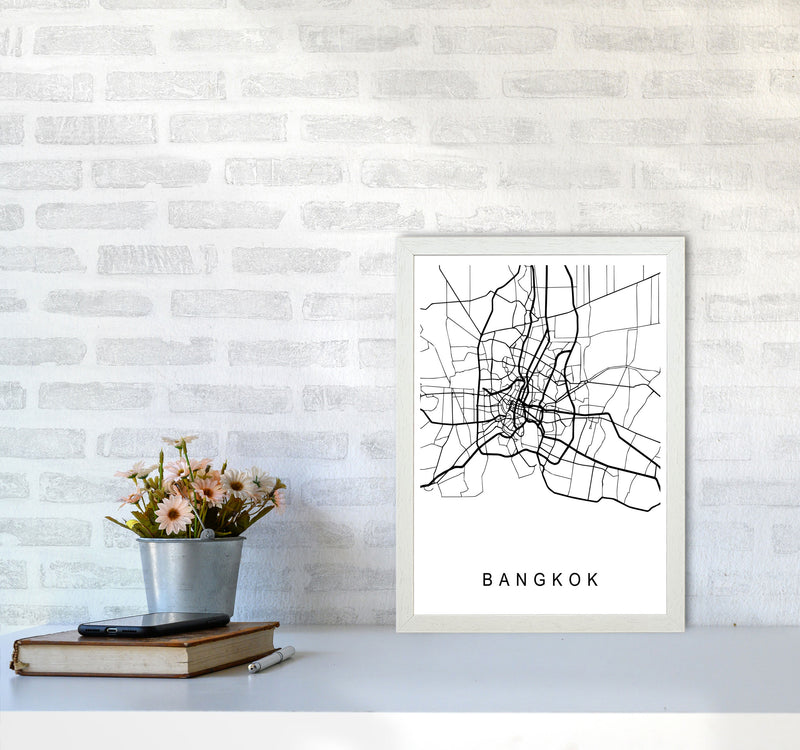Bangkok Map Art Print by Pixy Paper A3 Oak Frame