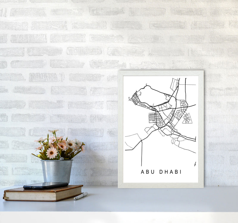 Abu Dhabi Map Art Print by Pixy Paper A3 Oak Frame