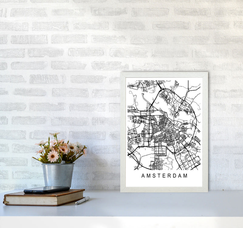 Amsterdam Map Art Print by Pixy Paper A3 Oak Frame