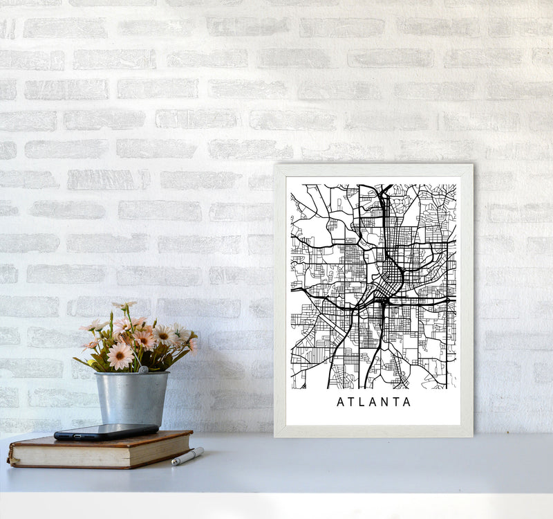 Atlanta Map Art Print by Pixy Paper A3 Oak Frame