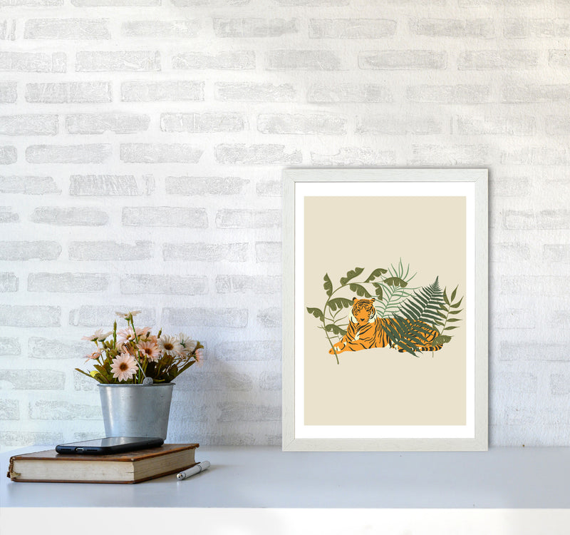 Wild Collection Resting Tiger Art Print by Pixy Paper A3 Oak Frame