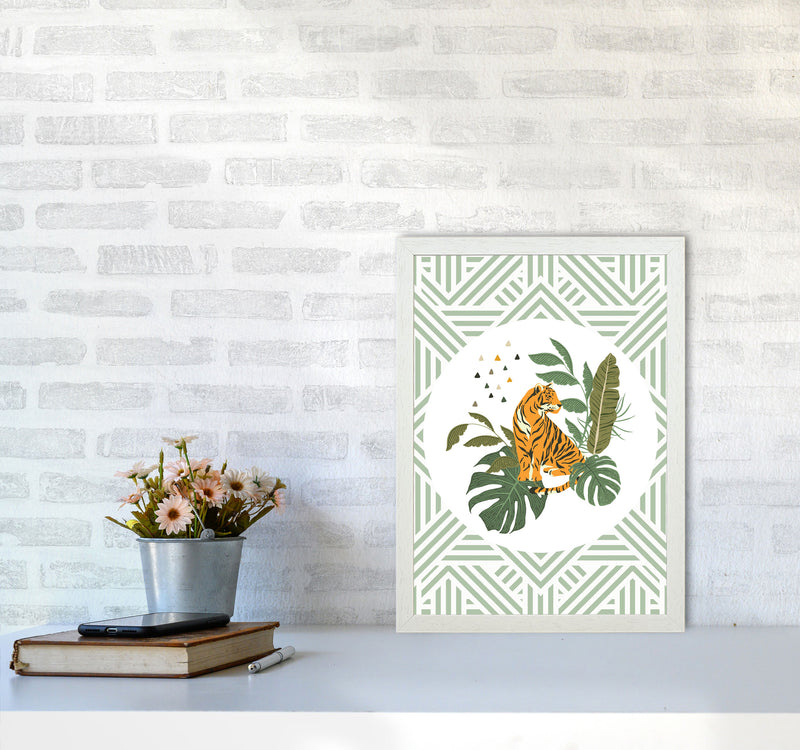 Wild Collection Aztec Tiger Art Print by Pixy Paper A3 Oak Frame