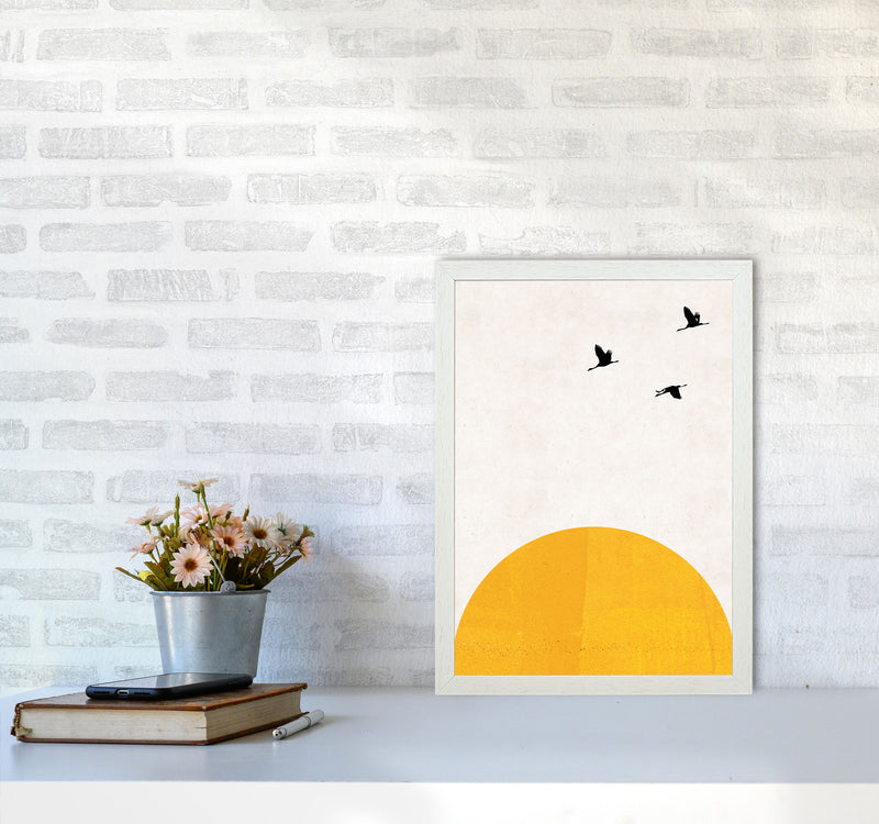 Rising sun Art Print by Pixy Paper A3 Oak Frame