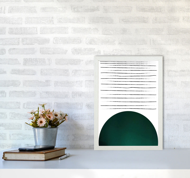 Sun lines emerald Art Print by Pixy Paper A3 Oak Frame