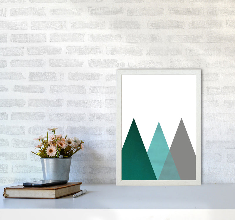 Mountains emerald Art Print by Pixy Paper A3 Oak Frame
