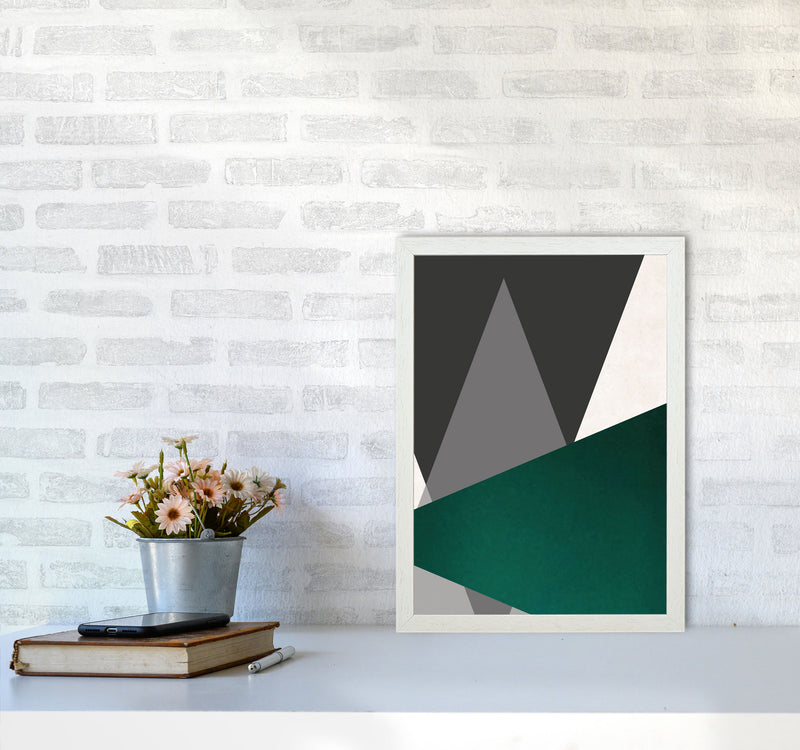Large triangles emerald Art Print by Pixy Paper A3 Oak Frame