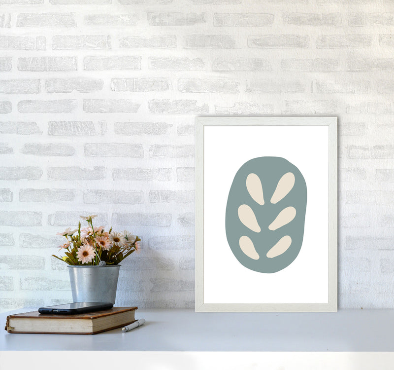 Inspired Teal Floral Abstract Art Print by Pixy Paper A3 Oak Frame