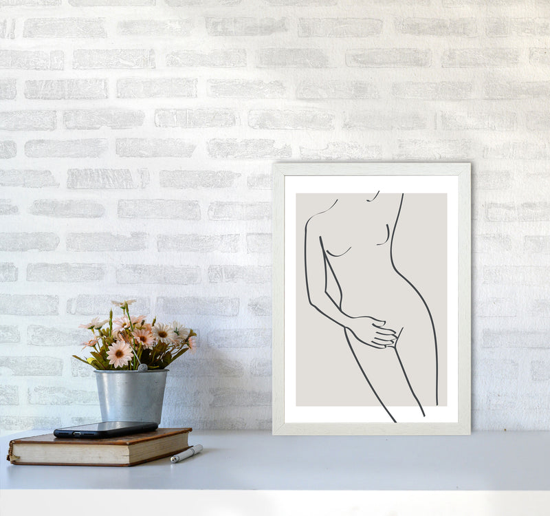 Inspired Stone Woman Line Art Black Art Print by Pixy Paper A3 Oak Frame
