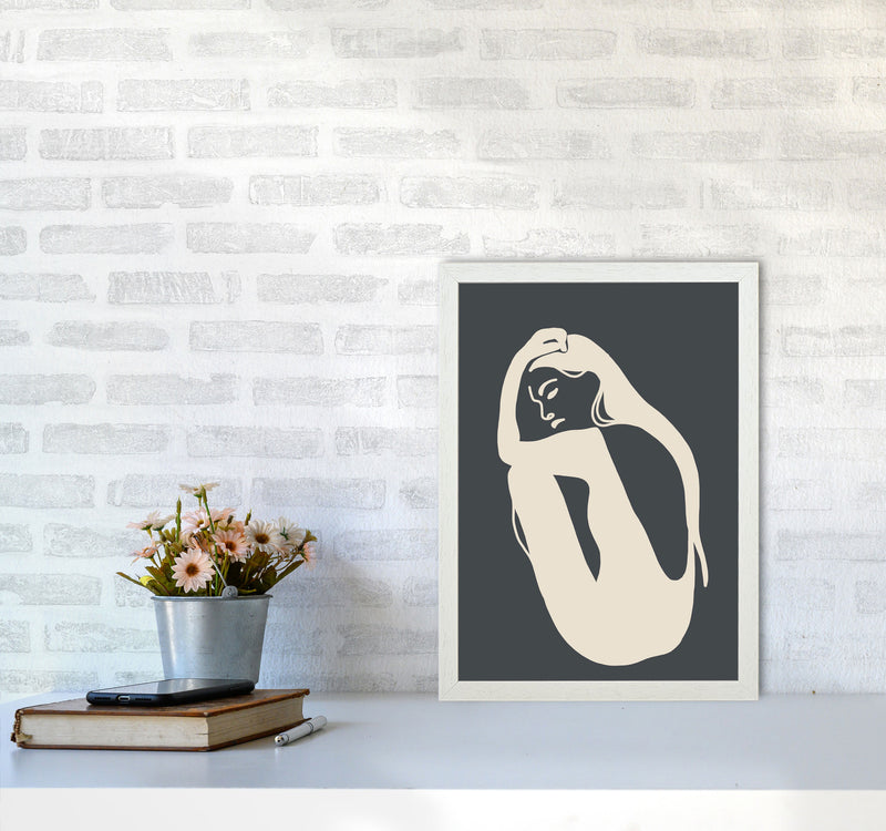 Inspired Off Black Woman Silhouette Art Print by Pixy Paper A3 Oak Frame