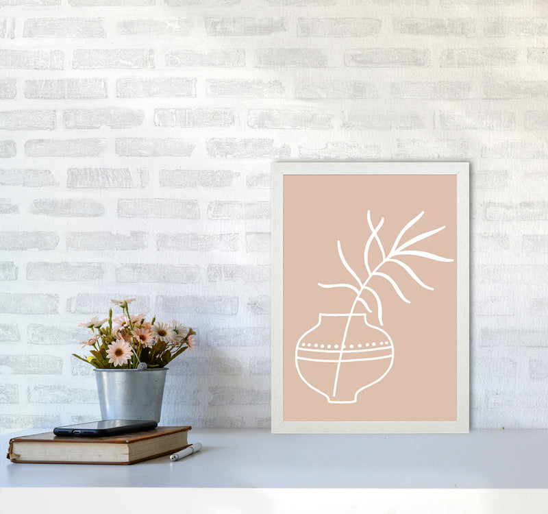 Inspired Pink Plant Silhouette Line Art Art Print by Pixy Paper A3 Oak Frame