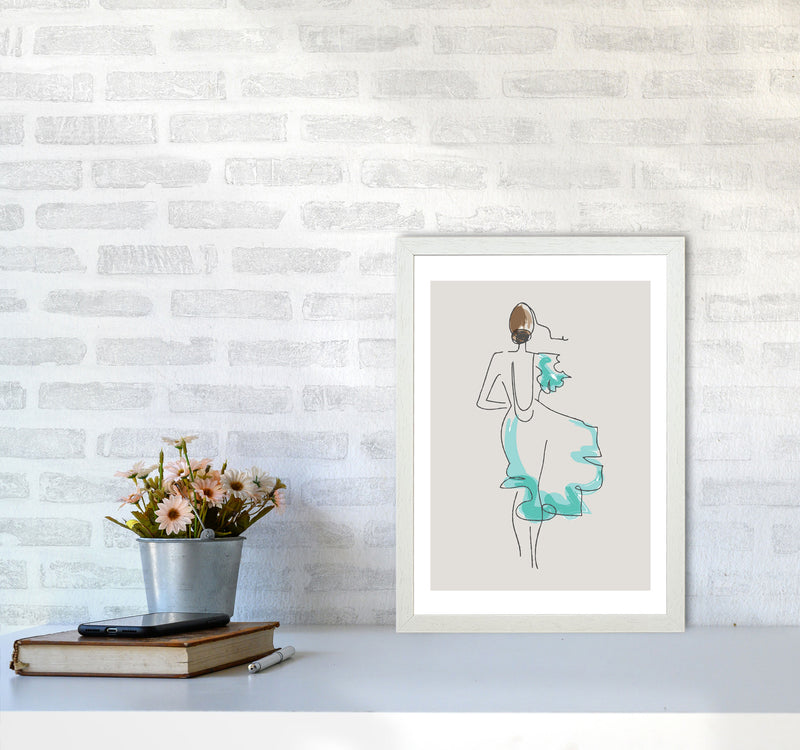 Inspired Stone Woman in Dress Line Art Art Print by Pixy Paper A3 Oak Frame